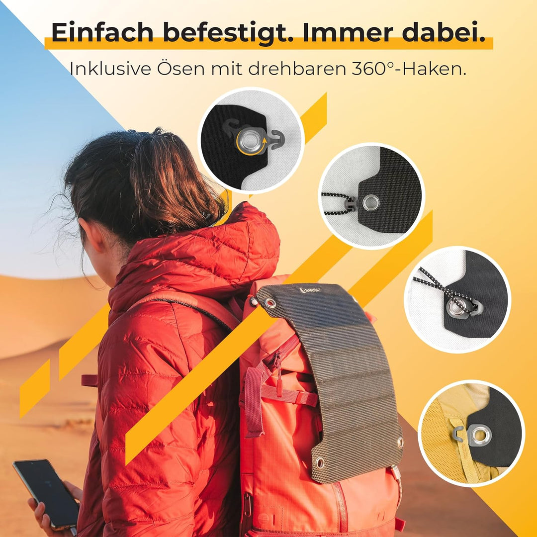 Sunnybag Leaf PRO | Award-Sieger: Das weltweit stärkste Flexible Solarpanel | 7,5 Watt | USB-Anschlu