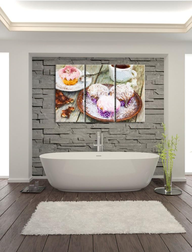 Pixxprint Köstliche Cupcakes als Leinwandbild/Grösse: 3 Teilig (120x80) cm/Wandbild/Kunstdruck/ferti