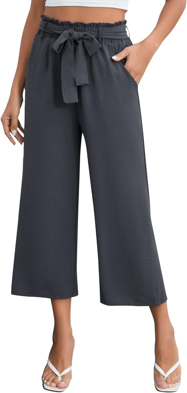 Clearlove Freizeithose Damen Sommerhose Einfarbig Weites Bein Lounge Causal Pants Elastische Hohe Ta
