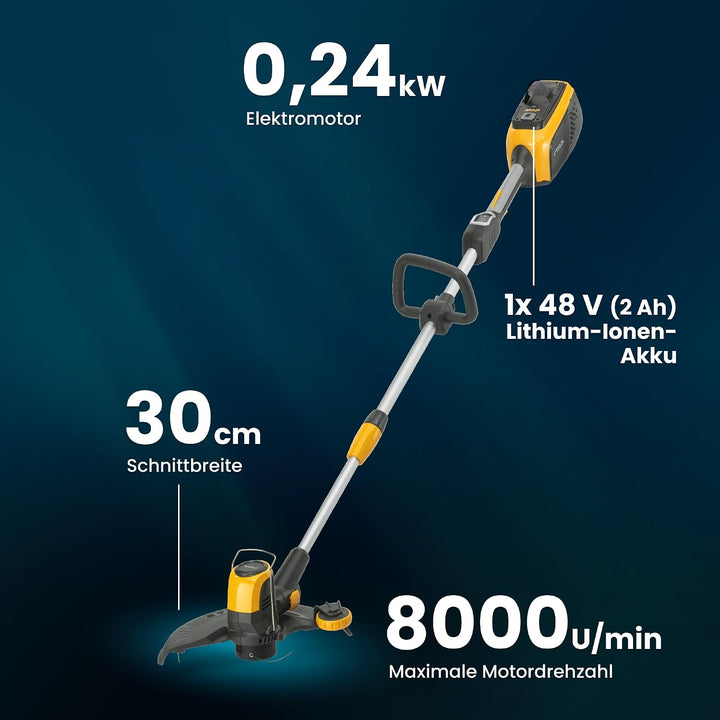 Stiga Akku Rasentrimmer GT 500e Kit, mit 48V (2Ah) ePower Akku und Ladegerät, 30cm Schnittbreite
