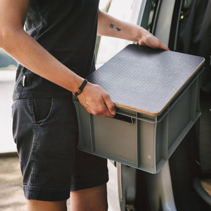 ABENTEUENAH Eurokistendeckel personalisiert, Deckel für Eurokiste als Geschenk für Männer, Camper, C