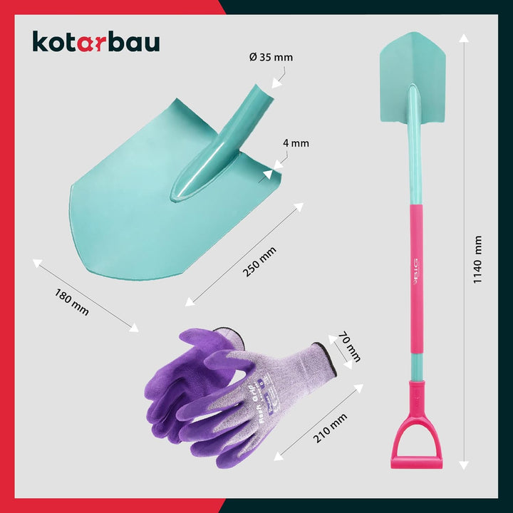 KOTARBAU® Gartenwerkzeug-Set für Damen Hacke Spaten Rechen Handschuhe