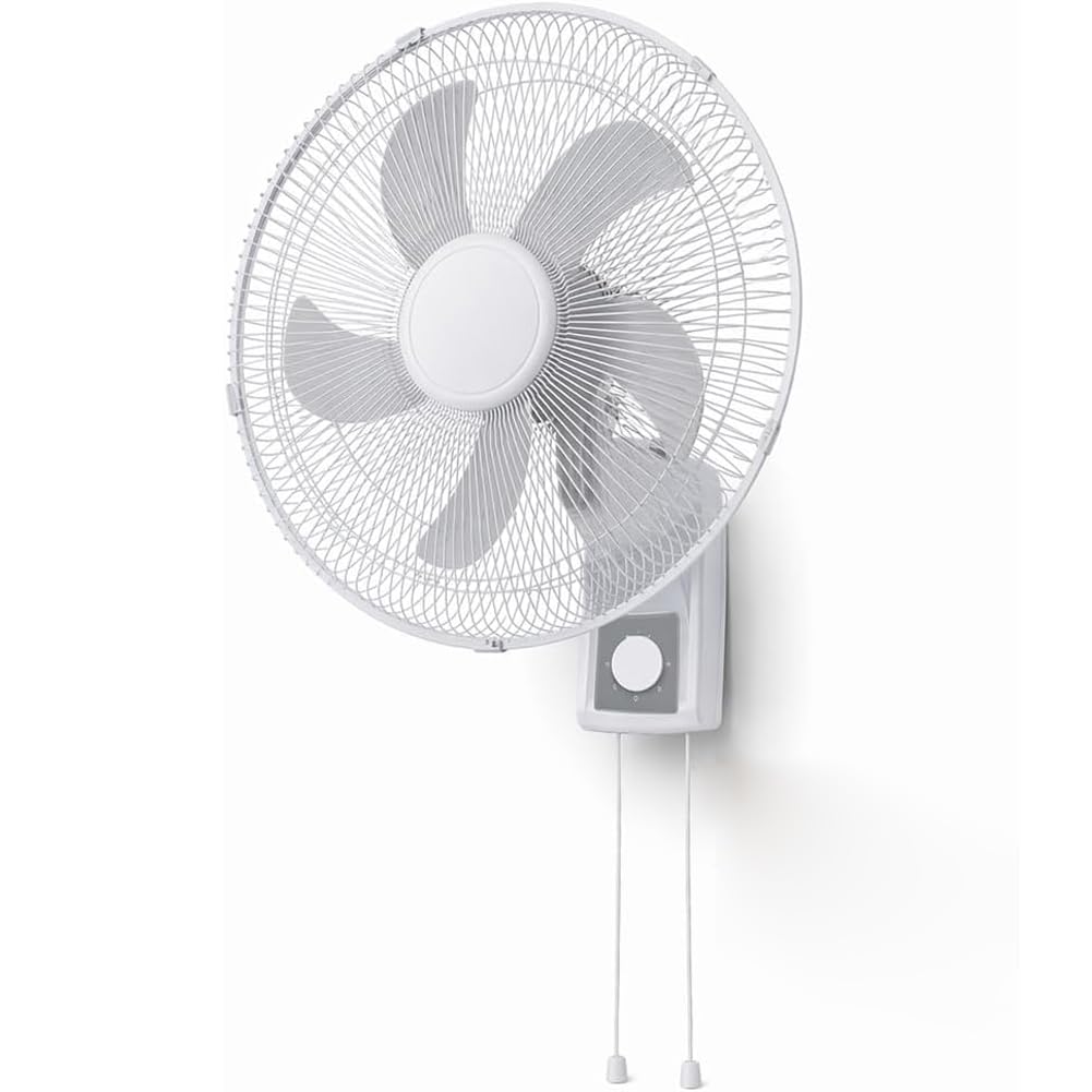 BAKAJI Wandventilator mit Gitter 43 cm, 5 Flügel, 3 wählbare Geschwindigkeitsstufen, 65 Watt Leistun