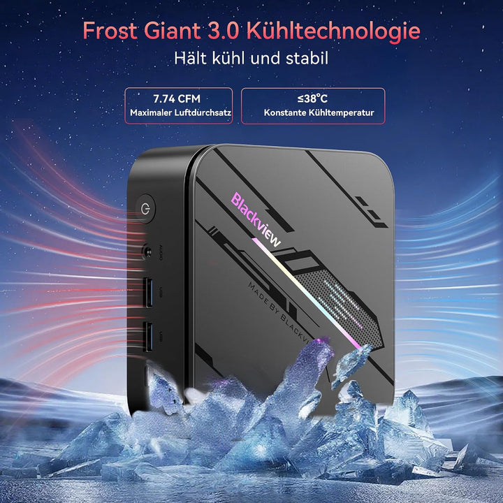 Blackview Mini PC MP100 Pro, 2026 AMD Ryzen 5 7430U, Win 11 Pro Kompakter Desktop-PC, 16GB RAM (rasa