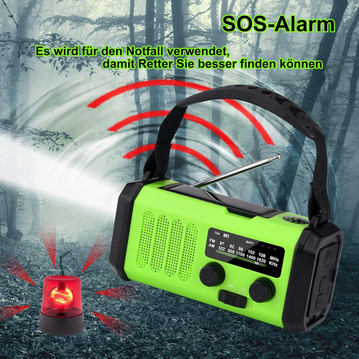 20000mAh Solar Radio, Tragbar Kurbelradio AM/FM Notfallradio mit 10000mAh Wiederaufladbar Powerbank,