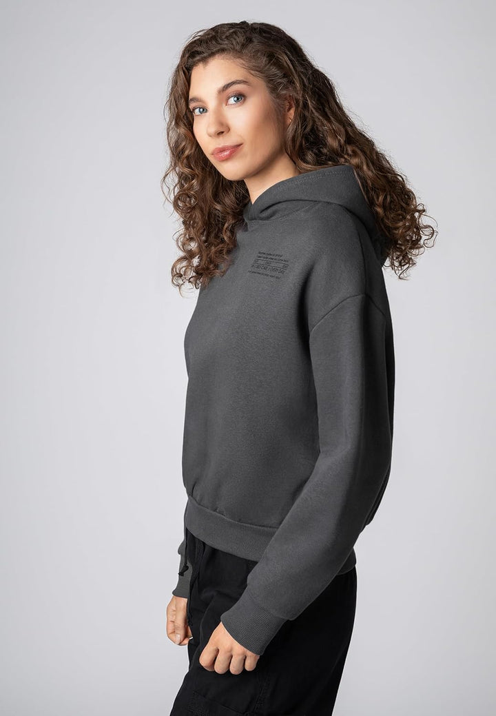 Sublevel Damen Basic Pullover Hoodie mit Mini-Print XS Dark-grey, XS Dark-grey