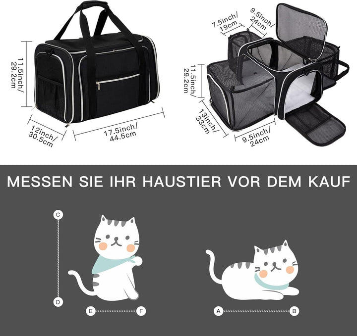 BAGLHER Tragetasche für Katzen, von Fluggesellschaften zugelassen, weiche Seite, Haustier-Reise, 5 S