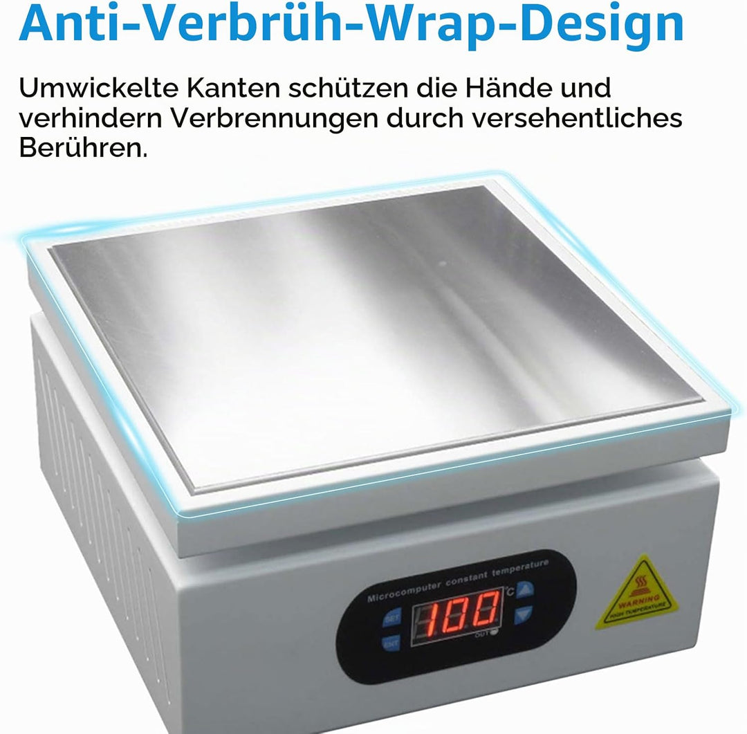 800W Lötstation Heizplatte 200x200mm, Digitale LCD Vorheizstation 0–400℃ einstellbar, Elektrische He