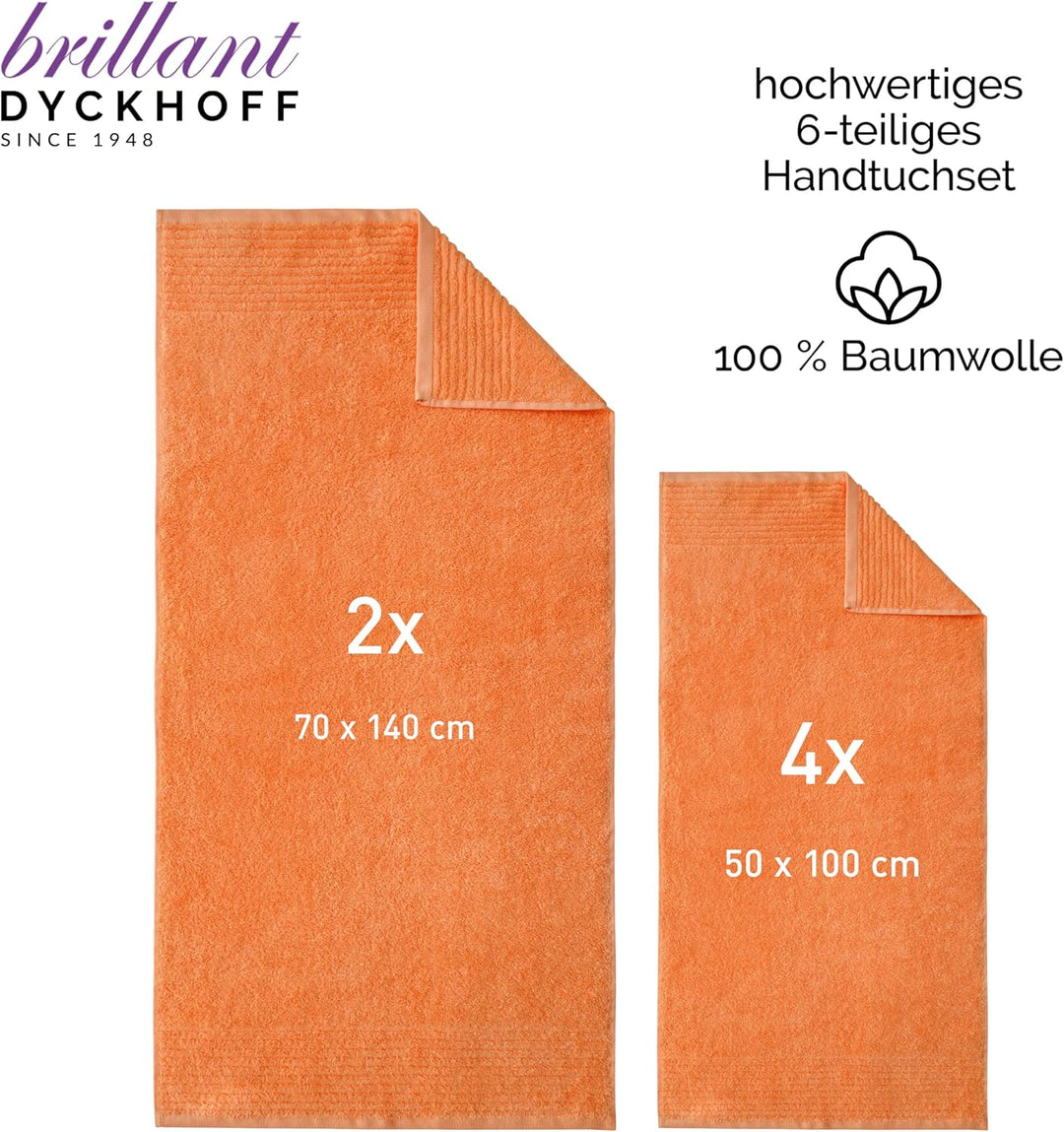 Dyckhoff 0410996715 Handtuchset "Brillant", 2 Badetücher / Duschtücher 70 x 140 cm und 4 Handtücher