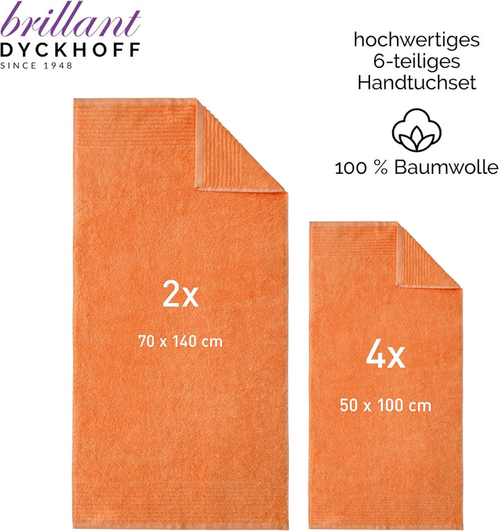 Dyckhoff 0410996715 Handtuchset "Brillant", 2 Badetücher / Duschtücher 70 x 140 cm und 4 Handtücher