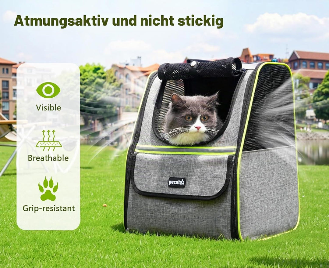pecute Katzenrucksack Haustier Rucksack mit Netzfenster, Tragbare und Faltbare Katzentasche, Atmungs
