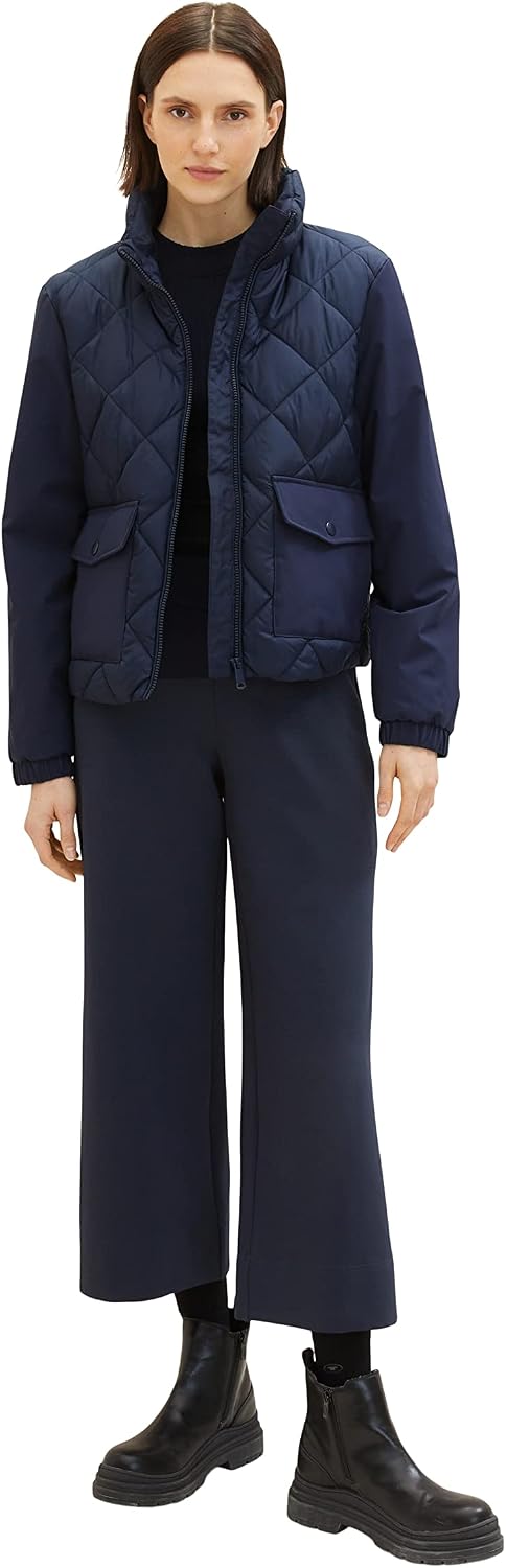 TOM TAILOR Damen Steppjacke mit Stehkragen &amp; Taschen XL 10668 - Sky Captain Blue, XL 10668 - Sky Cap