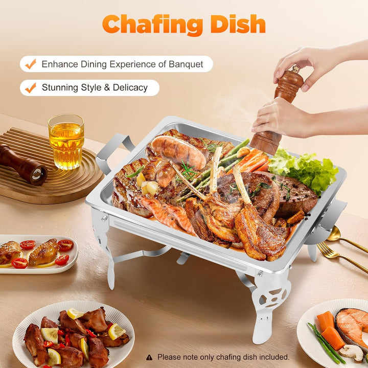 6 L Chafing Dish, Edelstahl Speisenwärmer, Warmhaltebehälter mit Deckel für Hochzeiten Versammlungen