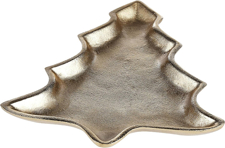 Dekoschale Aluminium gold Weihnachtsbaum 2er Set Dekotablett Dekoration Durian