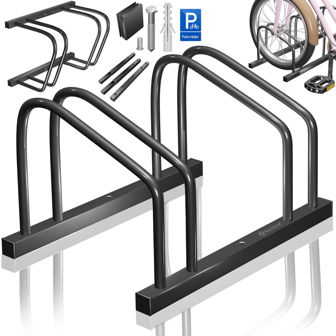 KESSER® Fahrradständer für 2 Fahrräder inkl. Parkschild | Mehrfachständer mit 37cm Radabstand für 30