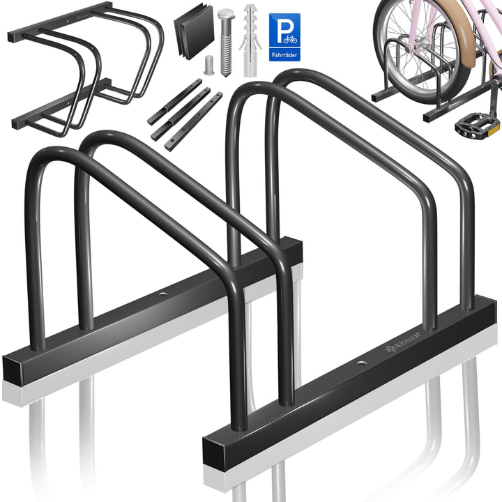 KESSER® Fahrradständer für 2 Fahrräder inkl. Parkschild | Mehrfachständer mit 37cm Radabstand für 30
