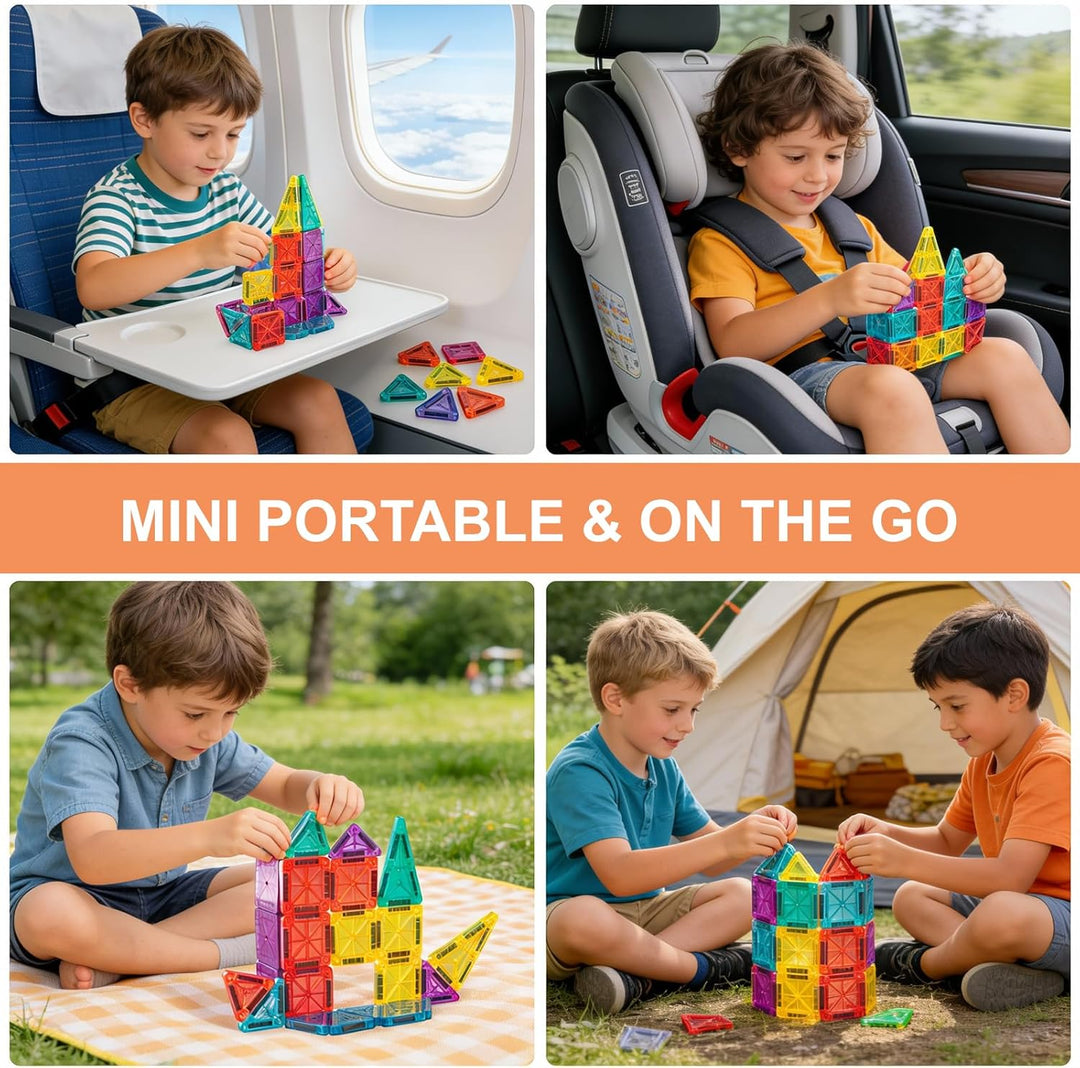 Mini-Magnetfliesen, 34 Stück magnetische Fliesen mit Metall-Aufbewahrungsbox, magnetische Gebäudefli