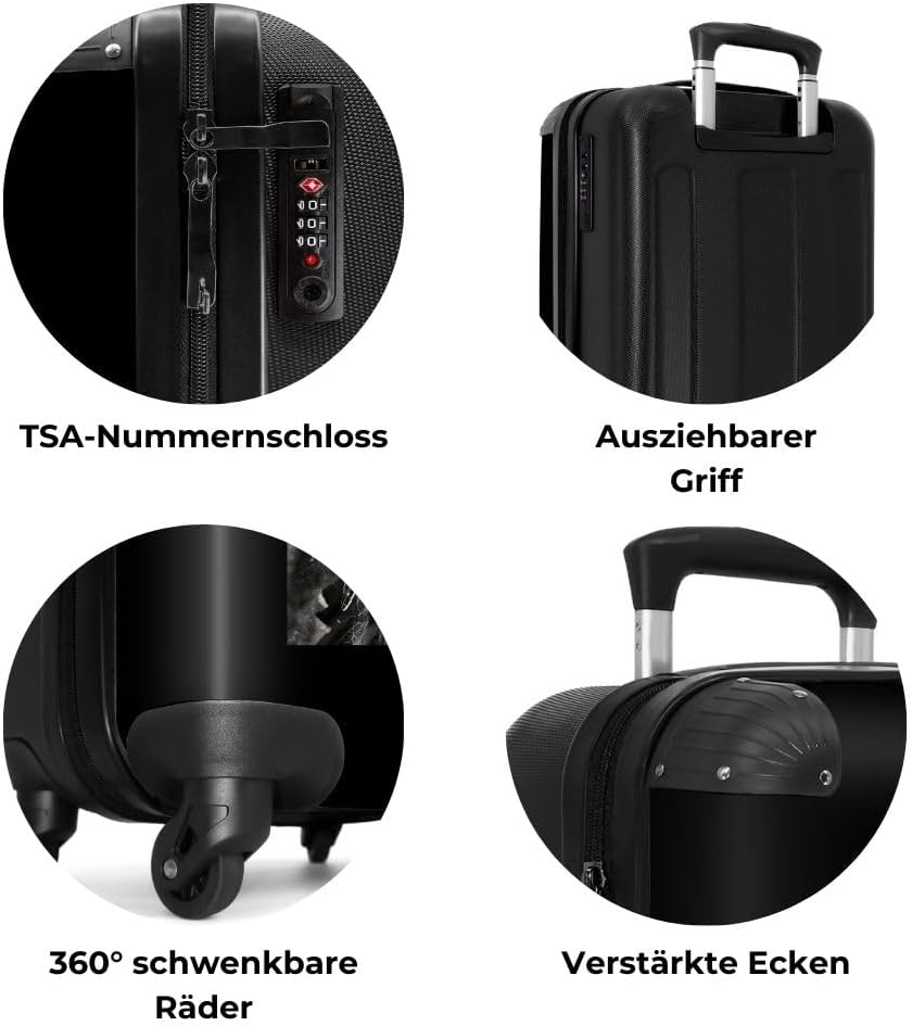 NoBoringSuitcases.com® Koffer Handgepäck Trolley Rollkoffer Kleine Reisekoffer mit 4 Rollen - Collag