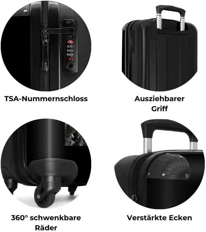 NoBoringSuitcases.com® Koffer Handgepäck Trolley Rollkoffer Kleine Reisekoffer mit 4 Rollen - Collag