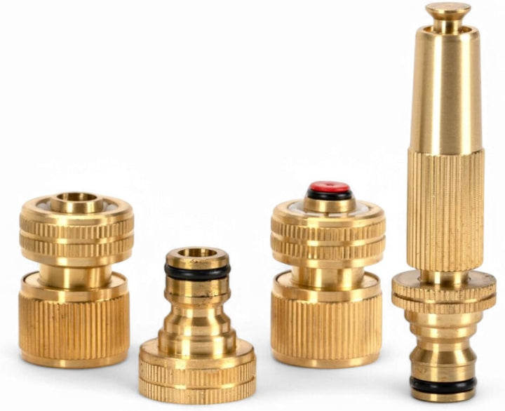 Livlig53 Gartenspritze Messing Zubehör Set 1/2" Zoll 13mm Schlauch, mit Wasserstop und Hahnanschluss