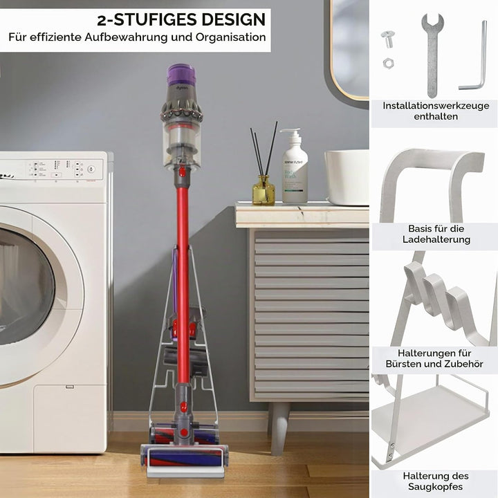 MAGIC SELECT Staubsaugerständer Kompatibel mit Dyson V15, V6, V7, V8, V10, V11. Bodenregal aus Metal