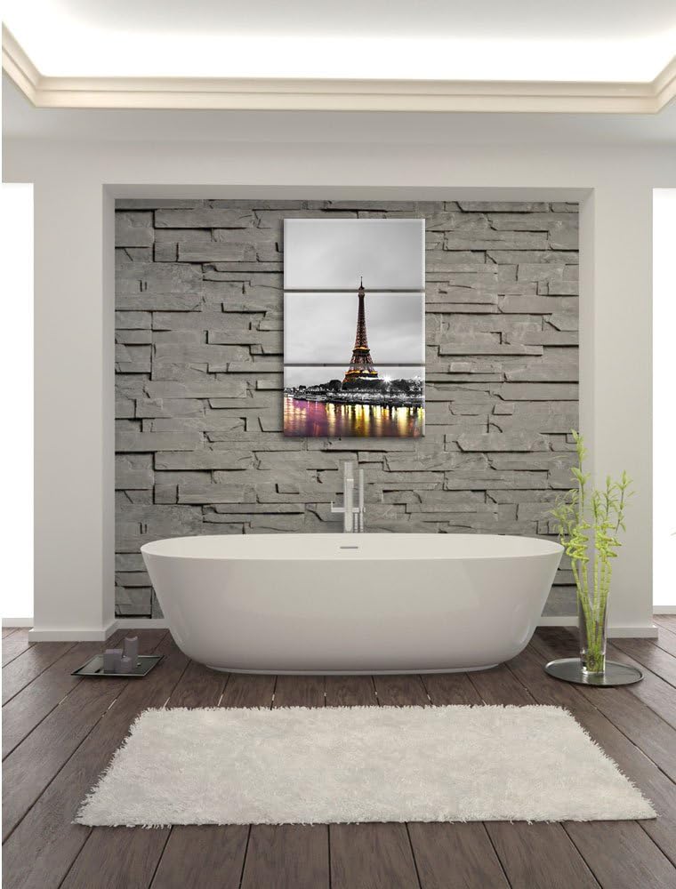 Pixxprint Eindruckvoller Eifelturm in Paris / 3-Teilig/Gesamtmass 120cm Leinwandbild bespannt auf Ho