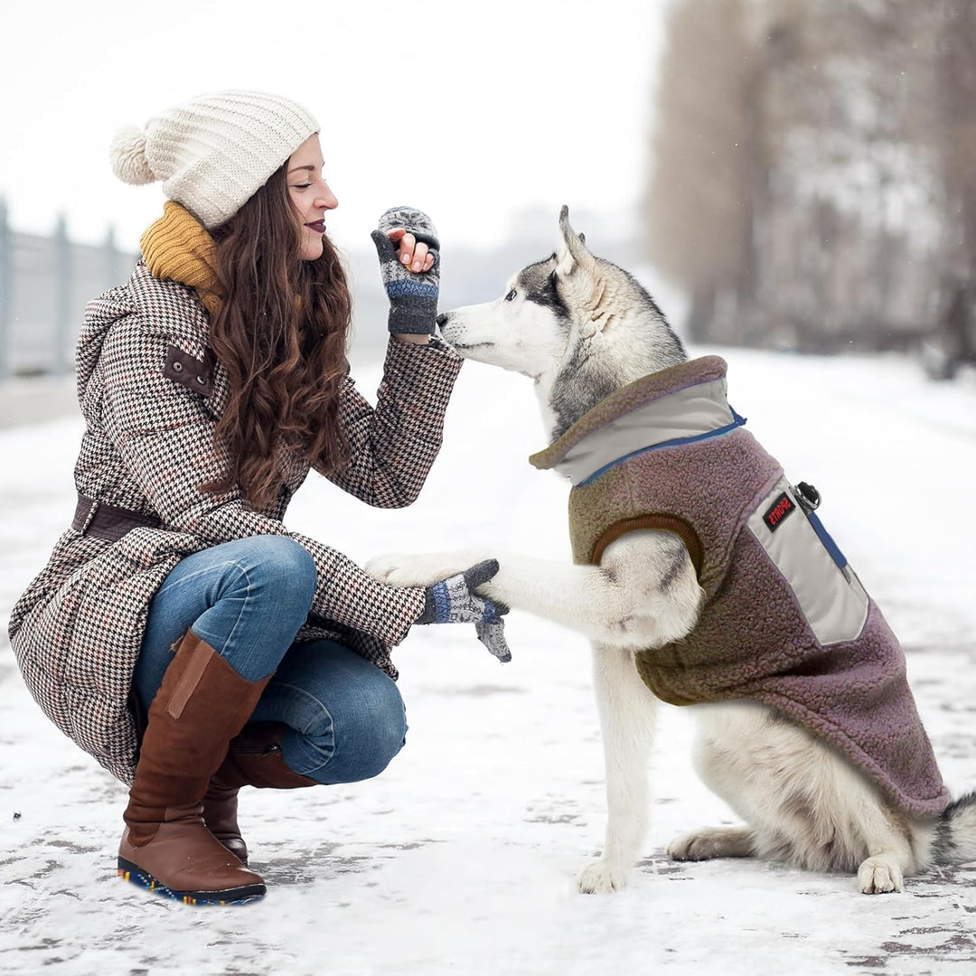 FEimaX Warme Hundemantel Winddichte Haustier Winter Fleece Hundejacke Winterweste mit D-Ring Hundekl
