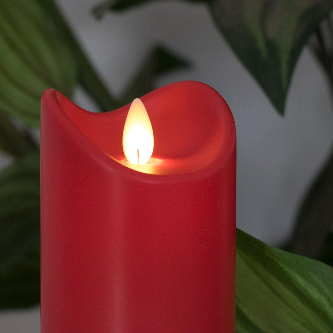 Dekovita 42cm Holz-Laterne - Gartenlaterne inkl. 18cm Outdoor LED Kerze in Rot mit Timer Fernbedienu