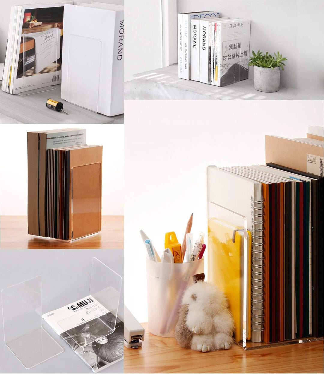 Buchstützen, 8 Stück, rutschfest, schweres Metall, langlebig, stabil, robust, für Bücher, Organizer,