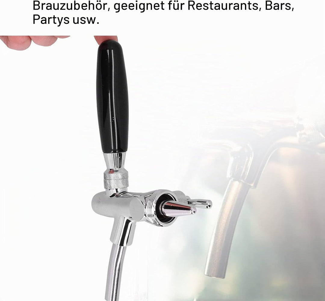 Bierhahn M30 x 1.5 Gewinde Silber Edelstahl Verstellbarer Wasserhahn mit Langem Griff, Bier Getränke