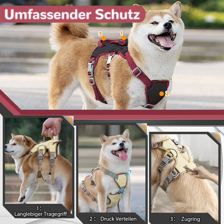 Mehrzweck-Hundegeschirr mit Leine Set, Ausbruchsicheres Anti Zug Hundegeschirr, Anti Zug Geschirr Hu