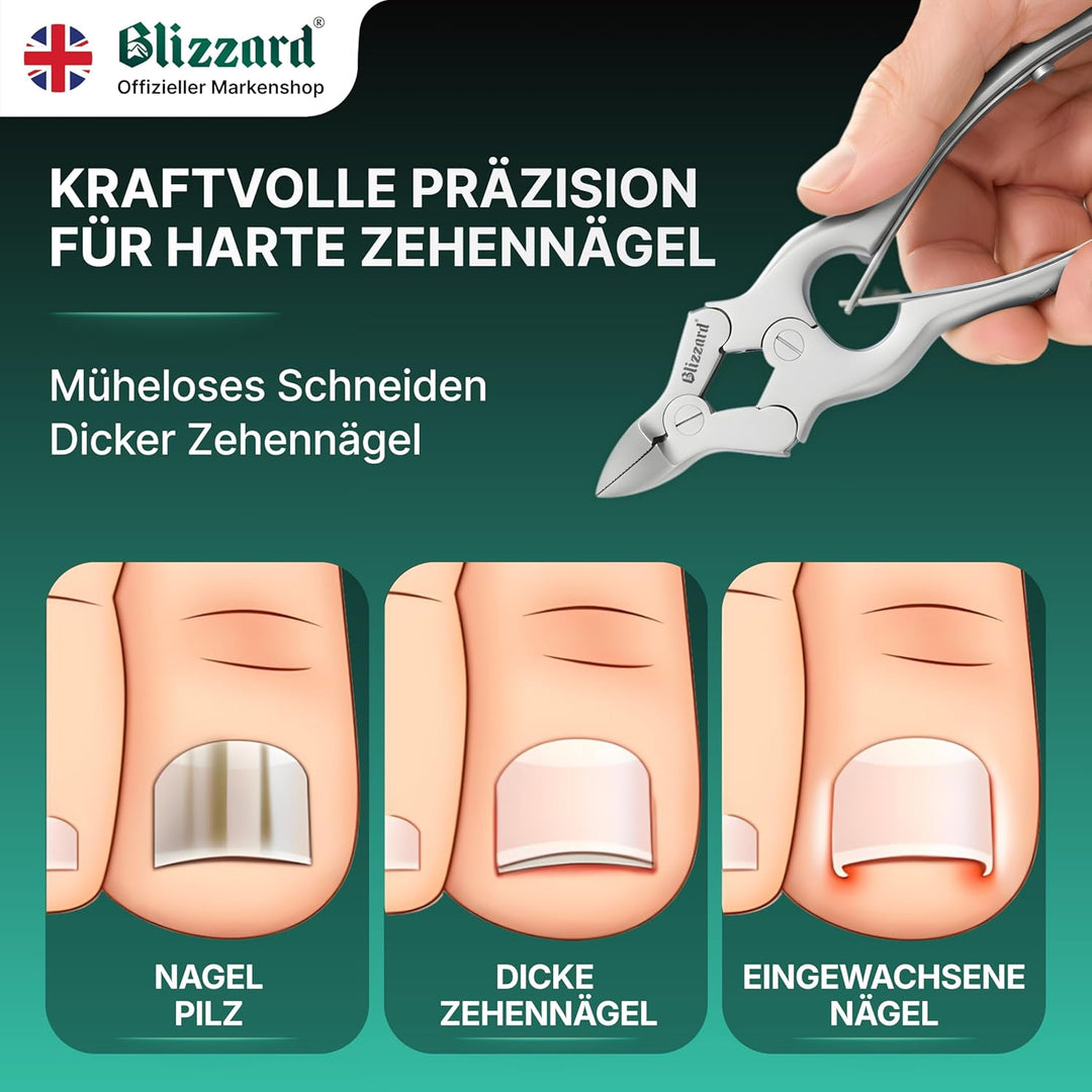 Blizzard Nagelzange für Fussnägel (15cm) - Professionelle Dicke &amp; Eingewachsene Zehennagelknipser -