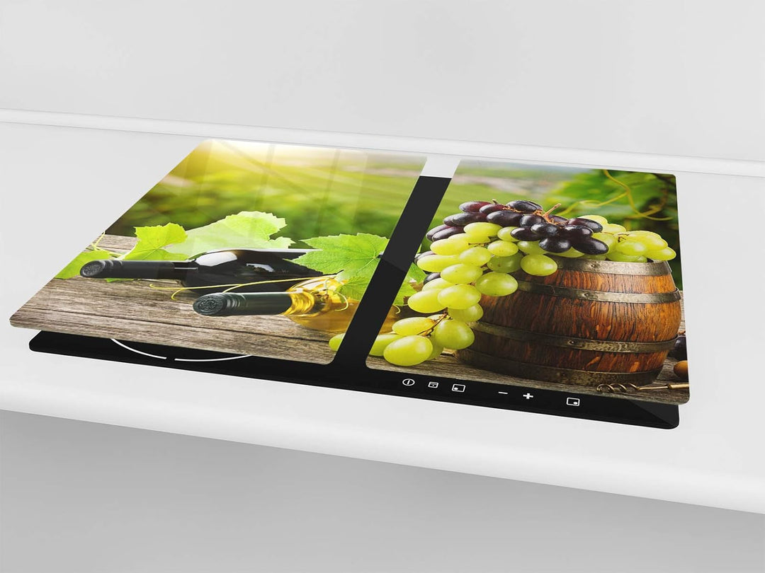 Küchenbrett aus Hartglas und Induktionskochplattenabdeckung – Schneideplatten SINGLE mit 60 x 52 cm