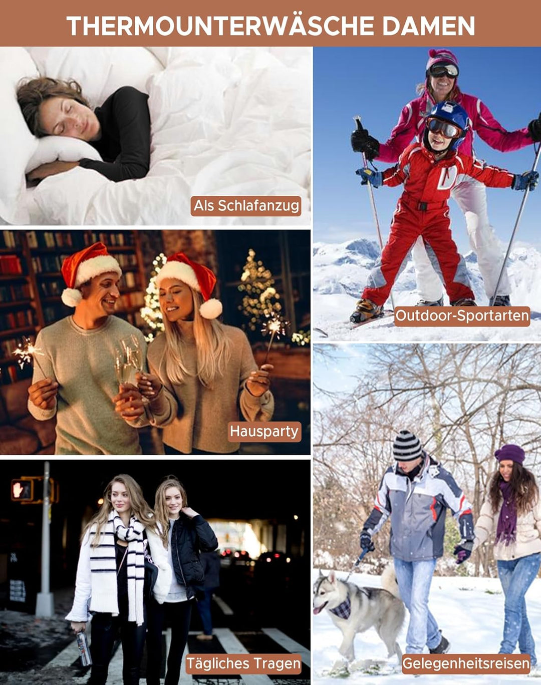 INNERSY Thermounterwäsche Damen Winter Oberteil und Unterteile Skiunterwäsche Warme Thermowäsche Set