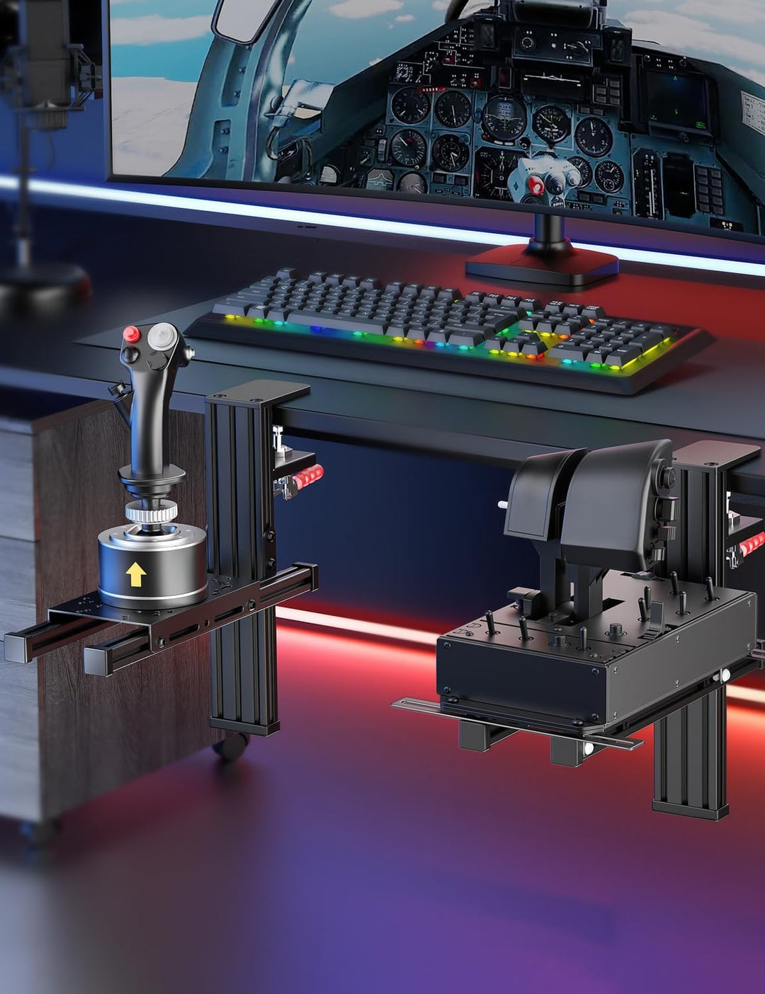 2er-Set Tischhalterung für Flight Sim HOTAS - Kompatibel mit Logitech X56/X52/X52 Pro, Thrustmaster