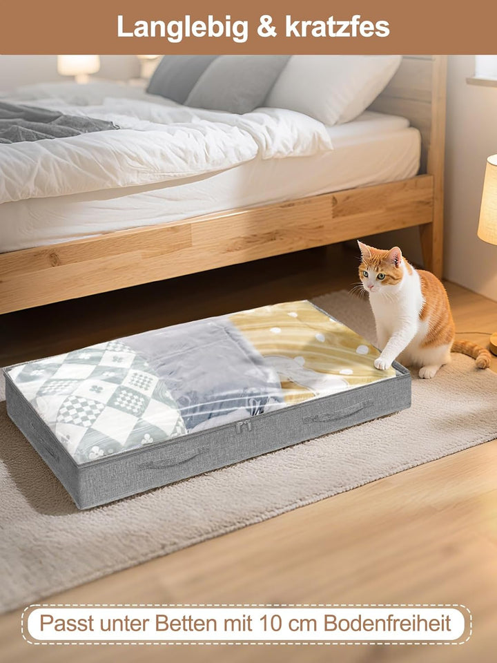 mepure Ultraflache Unterbett Aufbewahrungsbox 100×50×10 cm – Faltbare Unterbettkommode mit Klarsicht