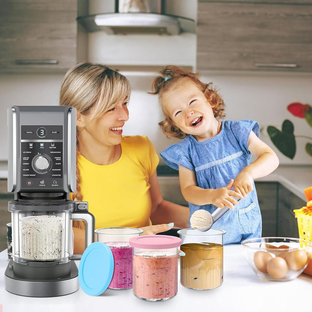 4 Stück Eiscreme-Behälter für Ninja Creami Deluxe NC501EU NC502EU Serie, 680 ml Zubehör für Ninja Ic