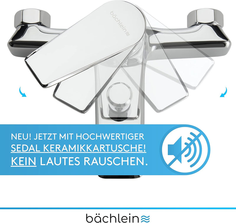 Bächlein Universal Badewannenarmatur Orlias in Chrom – Wannenbatterie Komplettset inkl. allem Zubehö