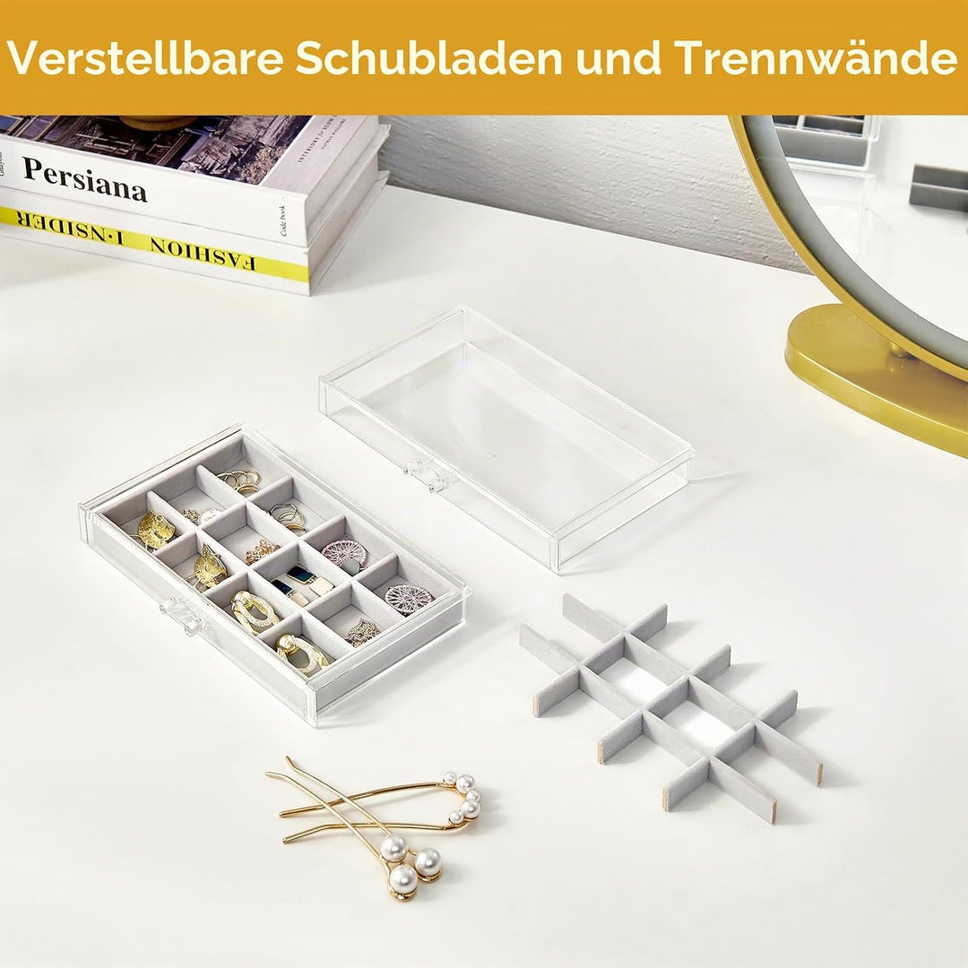 ProCase Acryl Schmuck Organizer Schmuckschatulle für Damen Durchsichtige Schmuckaufbewahrung Schmuck