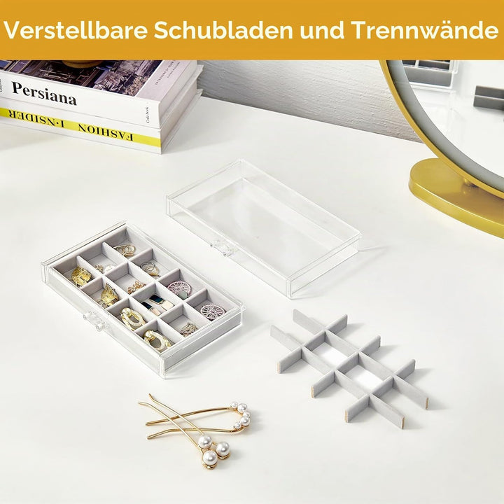 ProCase Acryl Schmuck Organizer Schmuckschatulle für Damen Durchsichtige Schmuckaufbewahrung Schmuck
