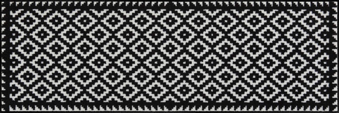 Salonloewe Fussmatte waschbar Tabuk Black & White 50x75 cm Eingangs-Matte schwarz-weiss Gemustert Fu