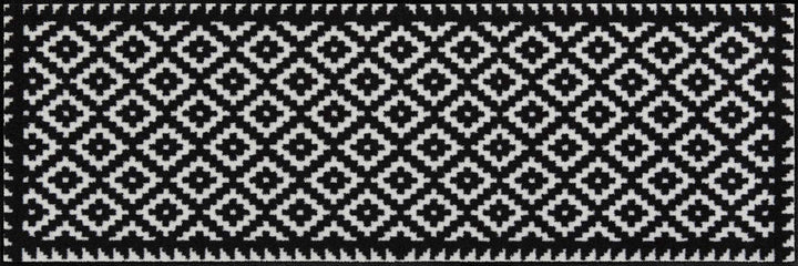 Salonloewe Fussmatte waschbar Tabuk Black & White 50x75 cm Eingangs-Matte schwarz-weiss Gemustert Fu