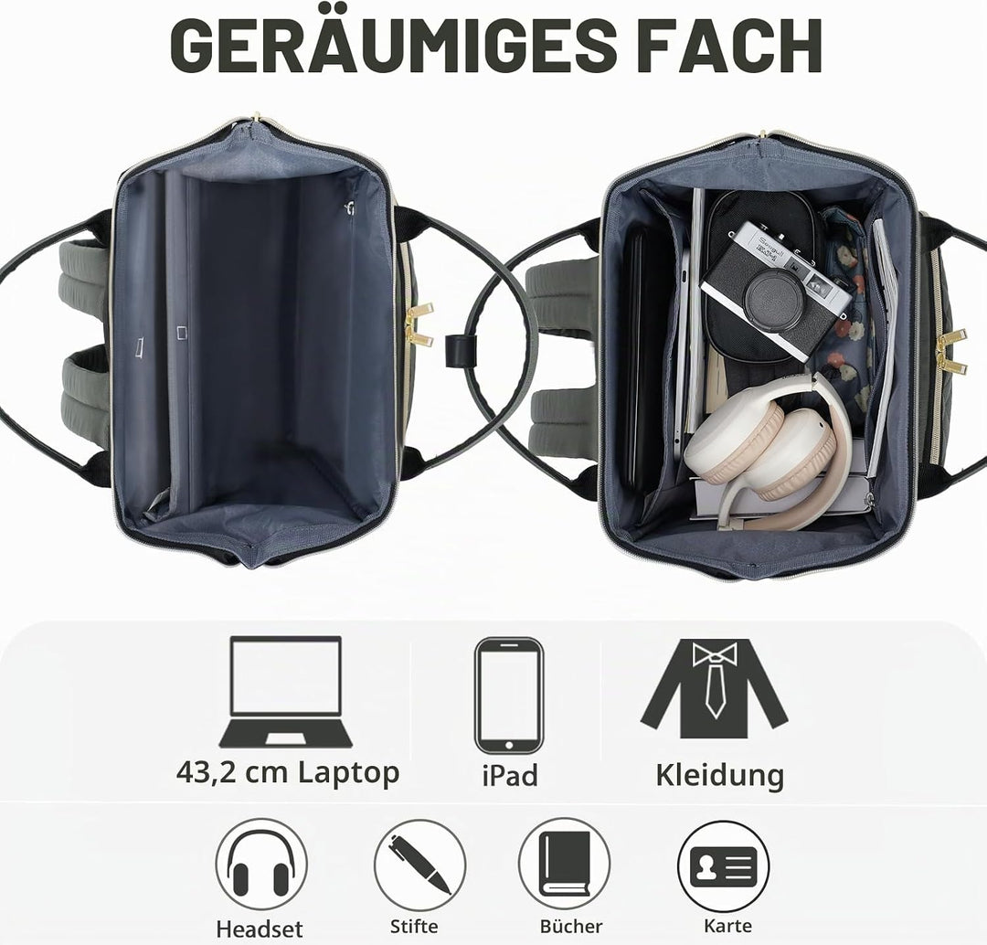 EMPSIGN 17-Zoll-Laptop-Rucksack für Damen, ideal für Arbeit, Reisen und Uni, geräumig, wasserabweise