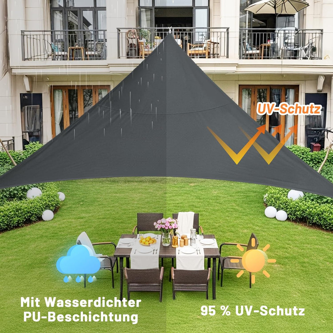 LOVE STORY Sonnensegel Wasserdicht 4x4x4m Dreieckig PES Polyester Sonnenschutz Windschutz Balkon Ter