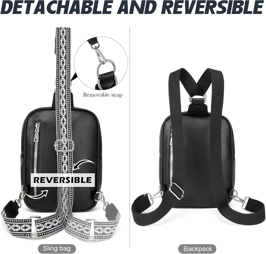 Travistar Brusttasche Sling Bag Damen Herren 2 in 1 Rucksack Damen Wickeltasche mit 2 Abnehmbare Sch