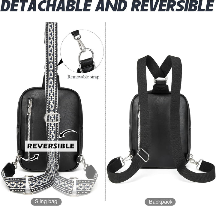 Travistar Brusttasche Sling Bag Damen Herren 2 in 1 Rucksack Damen Wickeltasche mit 2 Abnehmbare Sch