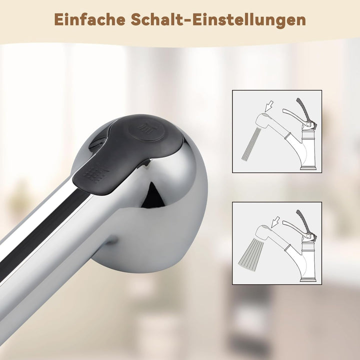 Hibbent Brausekopf Küchenarmatur, Geschirrbrause Ersatzkopf 2 Strahlarten (Strahl und Brause), Badez