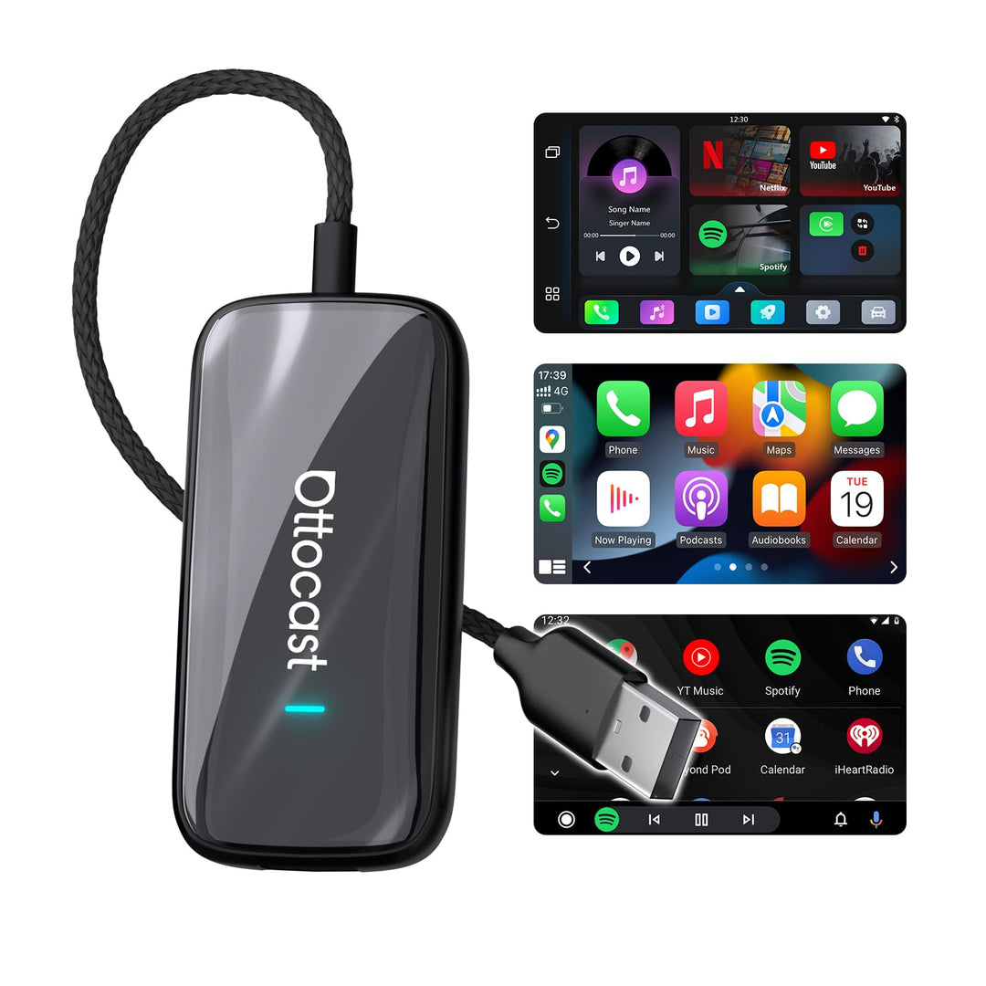 [Neues Modell 2026] OTTOCAST Wireless CarPlay & Android Auto-Adapter, 3-in-1 AI Box Play2Video Ultra