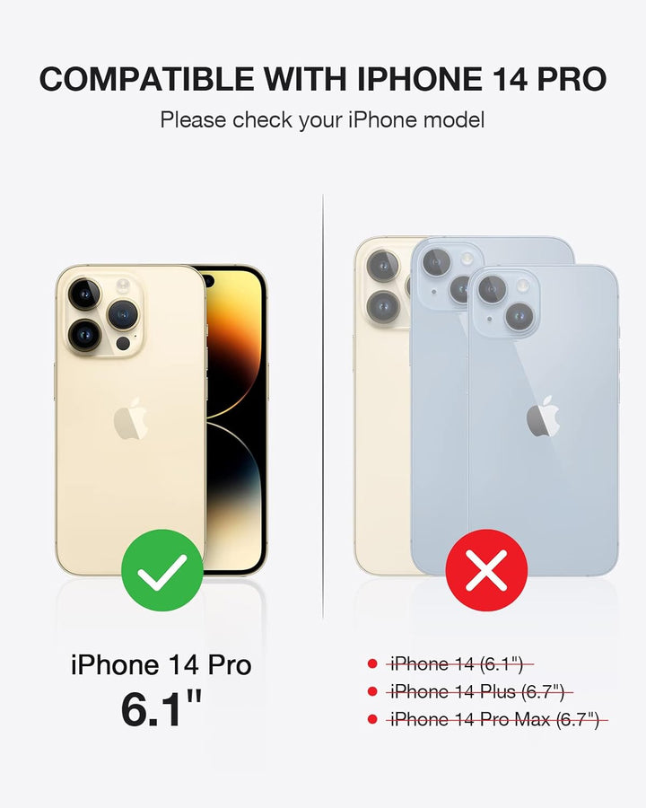 OCASE iPhone 14 Pro Hülle(2in1) Leder Stossfestes Case, Abnehmbare magnetische Hülle, MitHandschlauf