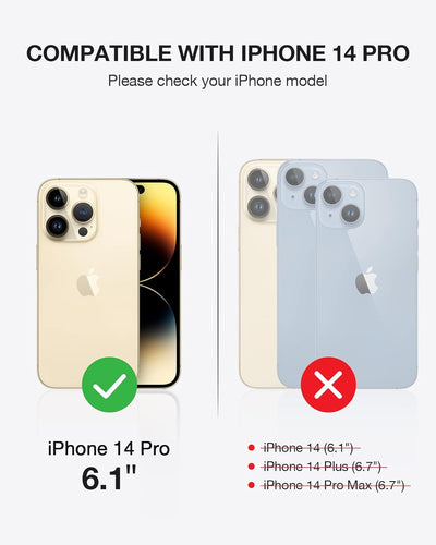 OCASE Hülle iPhone 14 Pro [Abnehmbare magnetische Hülle] [Kabelloses Laden] [Displayschutz] [Kartenf